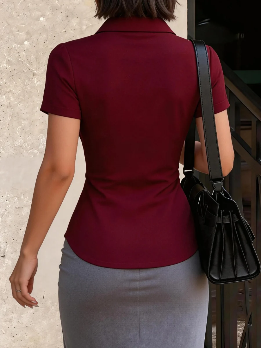 Cropped Slim-fit Profession Waist Shirts - Image 5