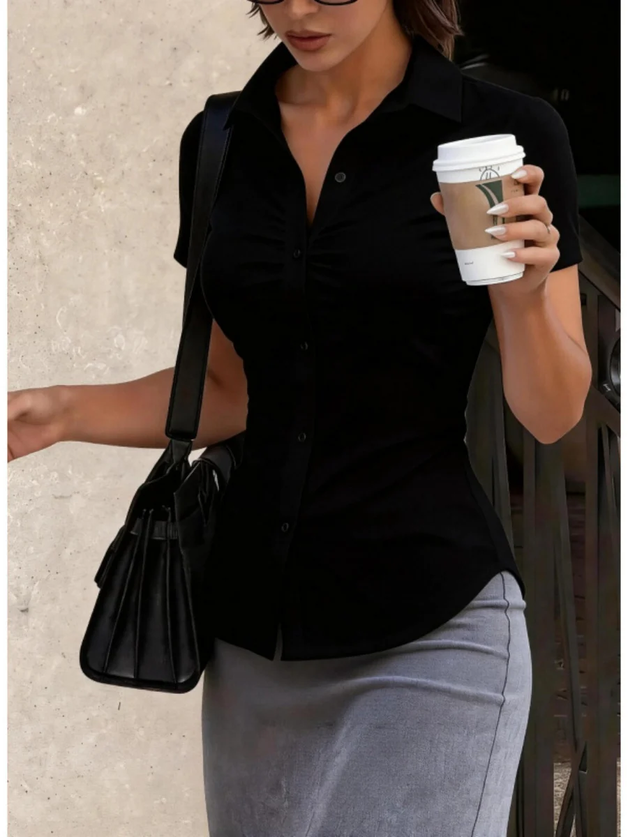 Cropped Slim-fit Profession Waist Shirts - Image 6