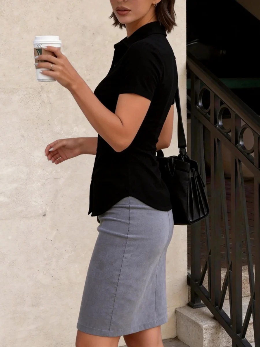 Cropped Slim-fit Profession Waist Shirts - Image 7