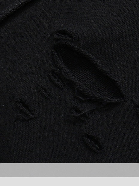 Oversize Hole Loose Pullover Long-sleeved T-shirt - Image 3