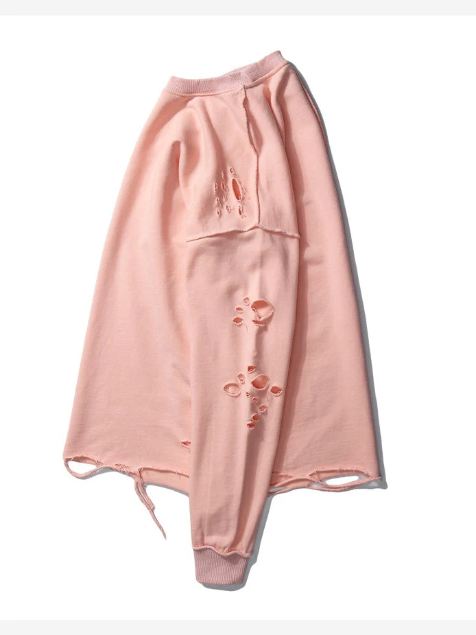 Oversize Hole Loose Pullover Long-sleeved T-shirt - Image 6