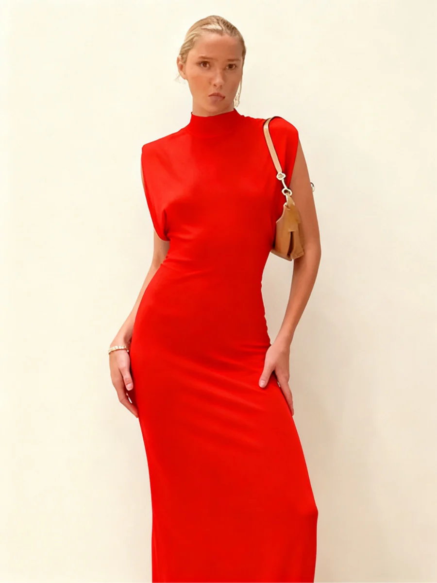 Shoulder Pads Sleeveless Hip-hugging Maxi Dresses - Image 11