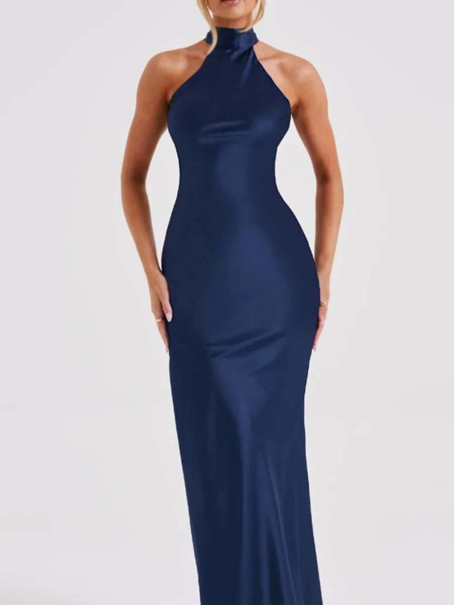Halter Slits Satin Maxi Dresses - Image 13