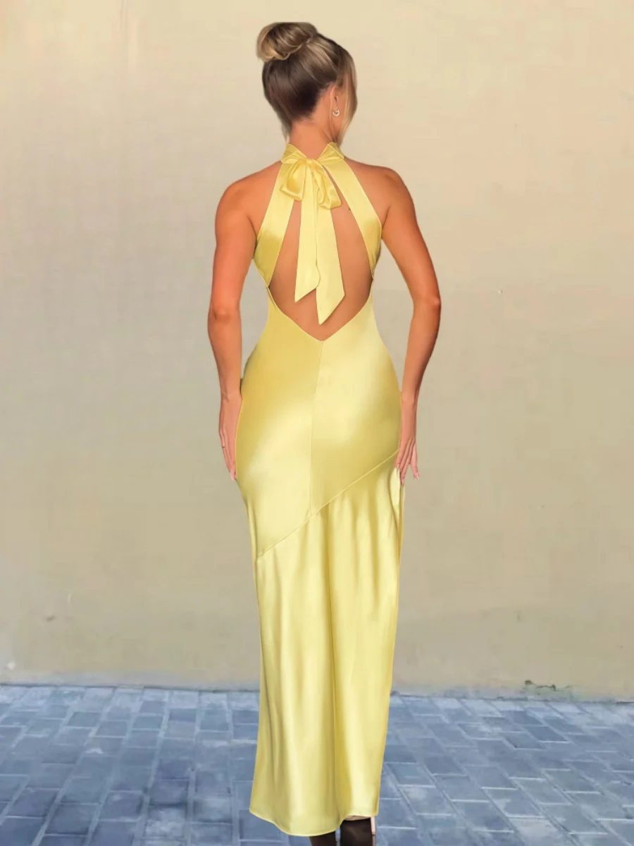 Halter Slits Satin Maxi Dresses - Image 21