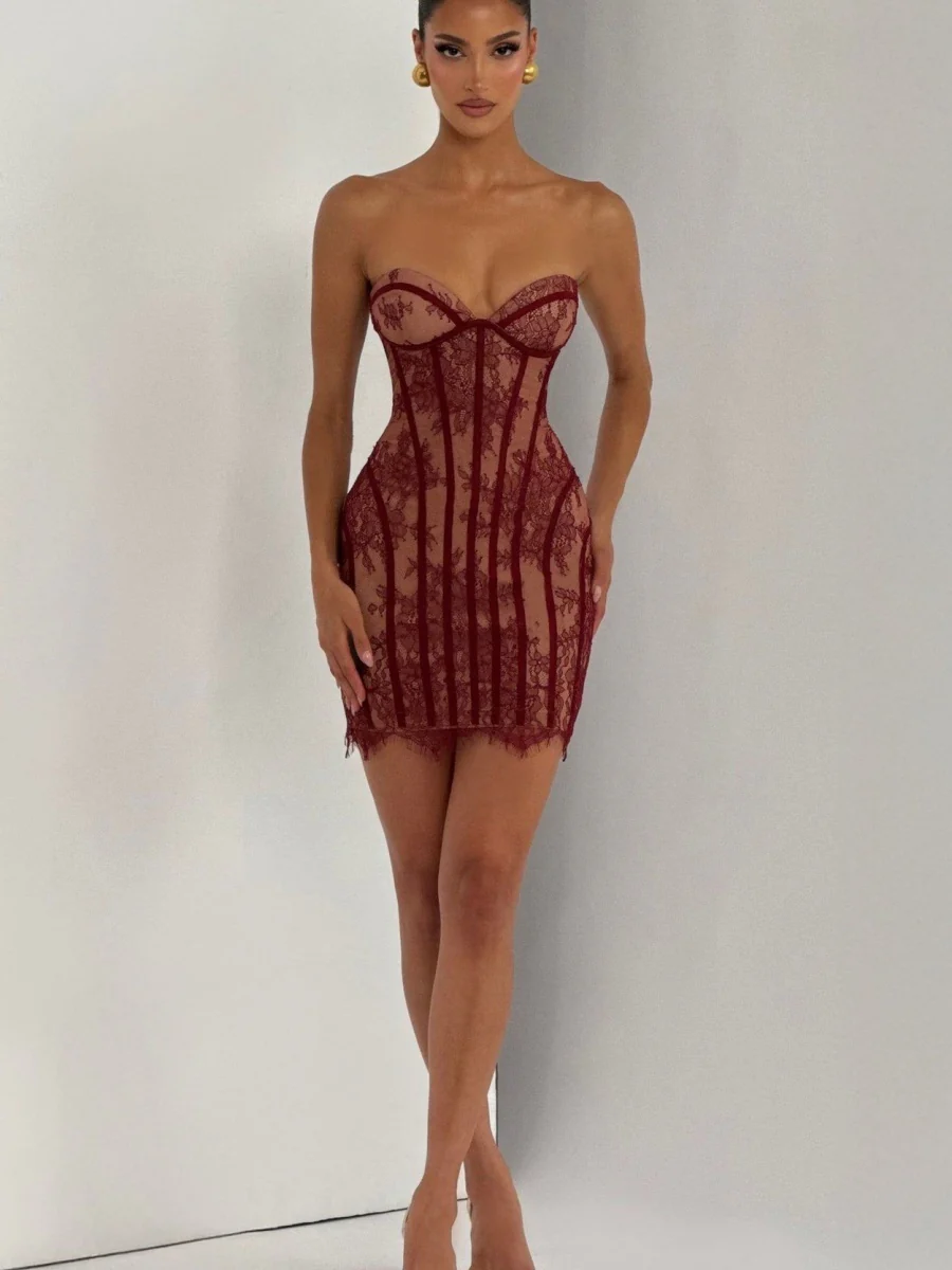 Lace Waist Corset Hip-hugging Formal Dress Mini&Short Dresses - Image 8
