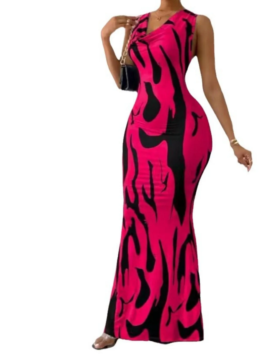 Printed Halter Hip-hugging Maxi Dresses - Image 3