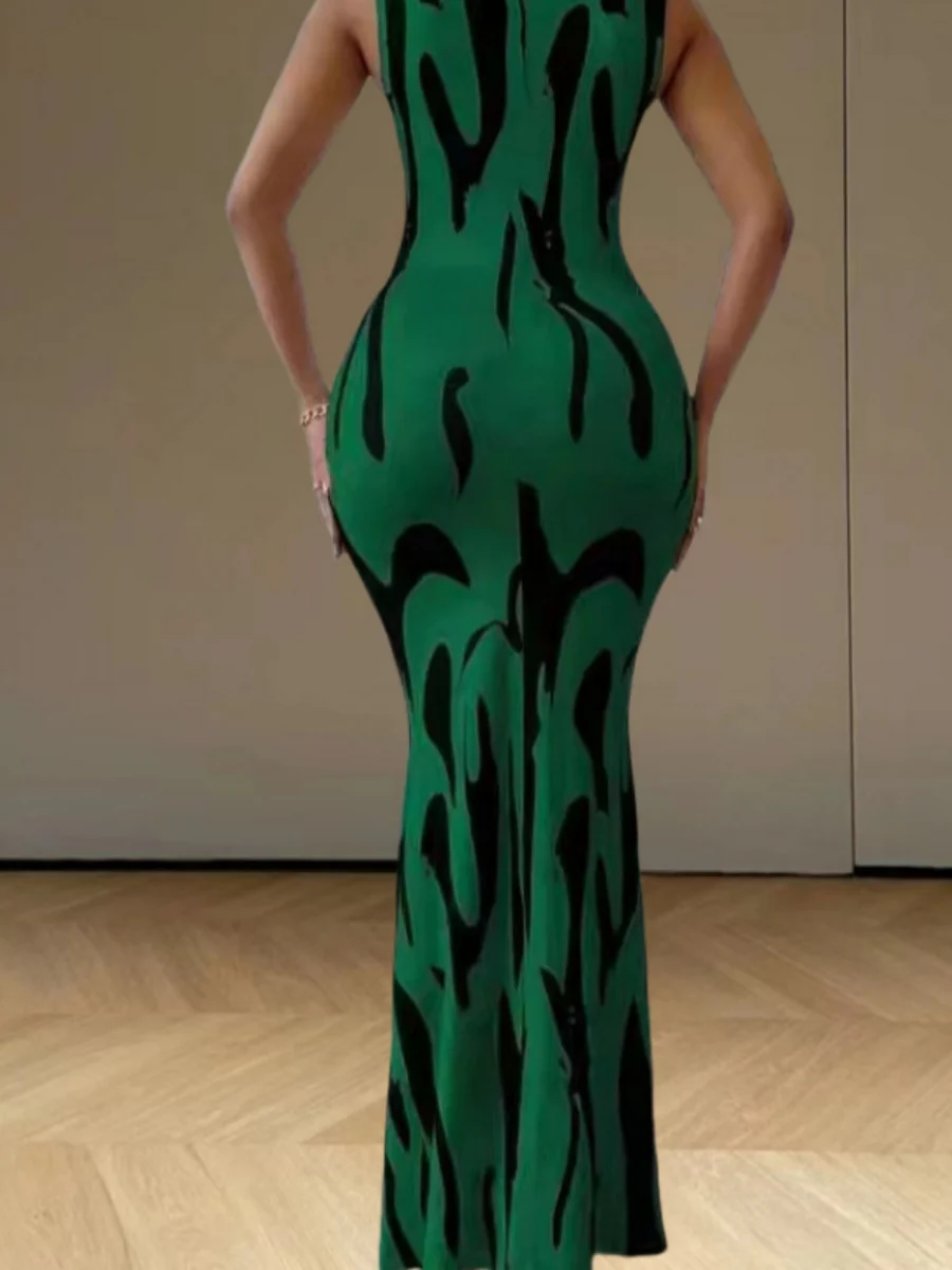 Printed Halter Hip-hugging Maxi Dresses - Image 7