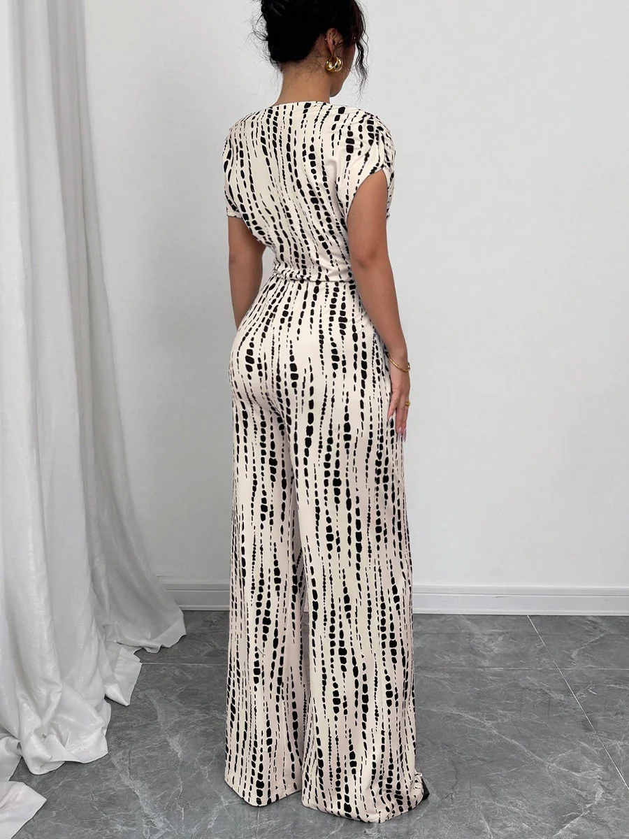 One-shoulder Tie-up Jumpsuit With Wide Legs - Image 2