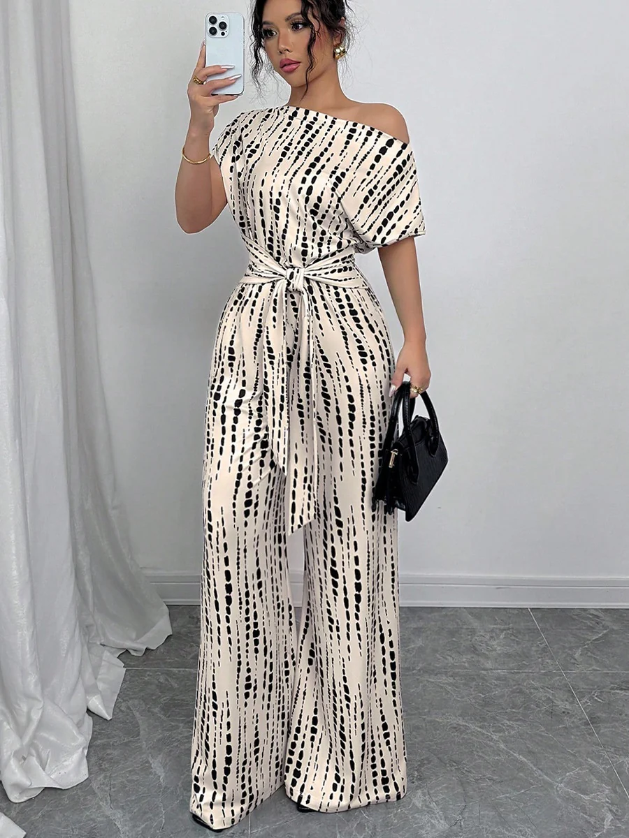 One-shoulder Tie-up Jumpsuit With Wide Legs - Image 6