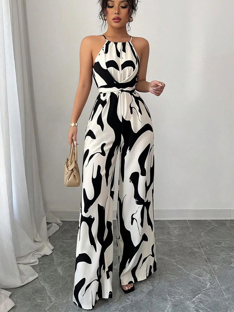 Milk-patterned Halter-neck Jumpsuit - Image 3