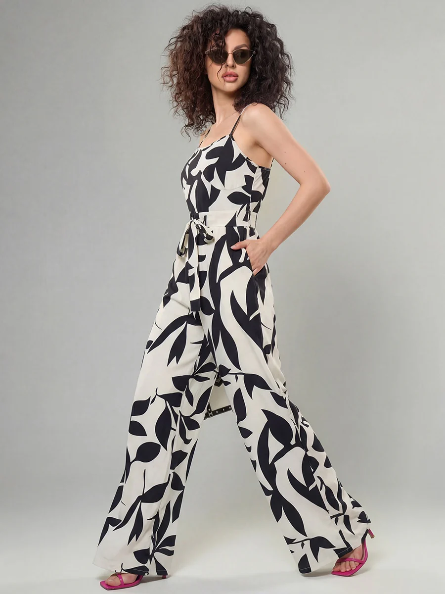 Zebra-print Bow Tie Suspender Jumpsuit - Image 3