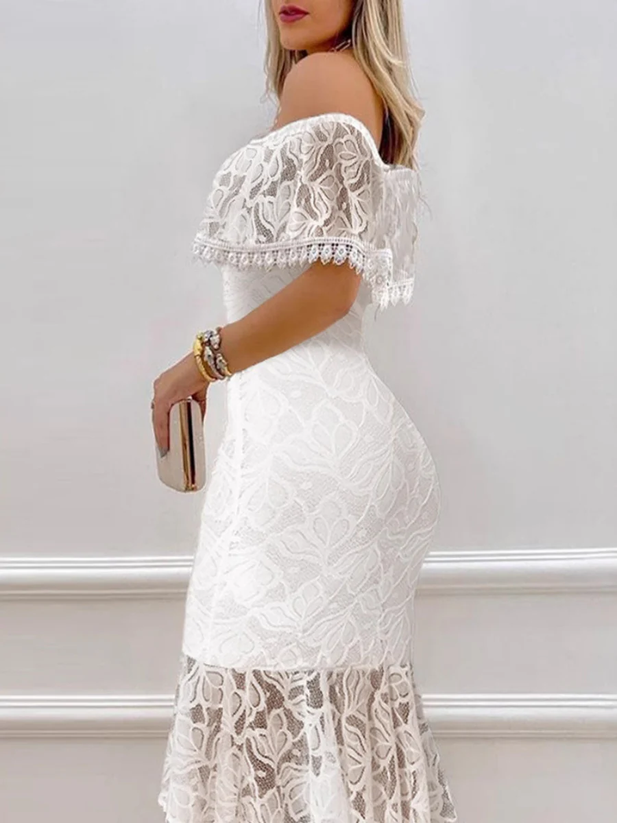 Off Shoulder Lace Wedding Dress Formal Dress Maxi Dresses - Image 2