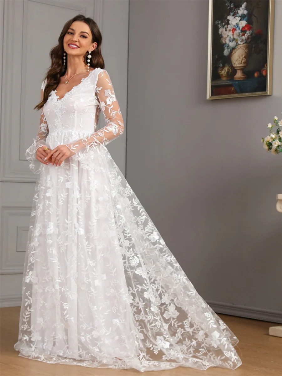 Lace Wedding Dress Formal Dress Maxi Dresses - Image 2