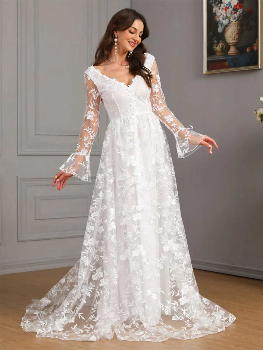 Lace Wedding Dress Formal Dress Maxi Dresses - Image 7