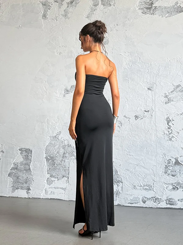 Angel Wings Slimming Rhinestone Strapless Long Dress - Image 2