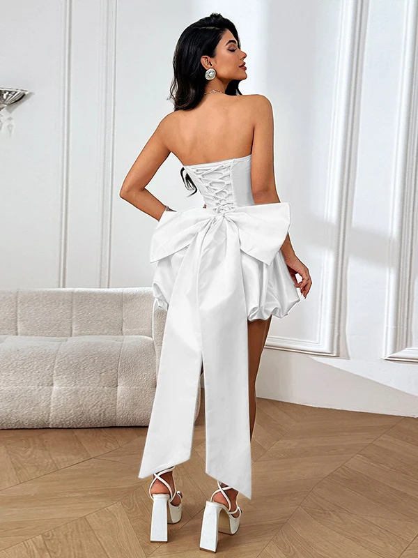 Sexy Backless Strapless Mini Dress With Large Bow - Image 12