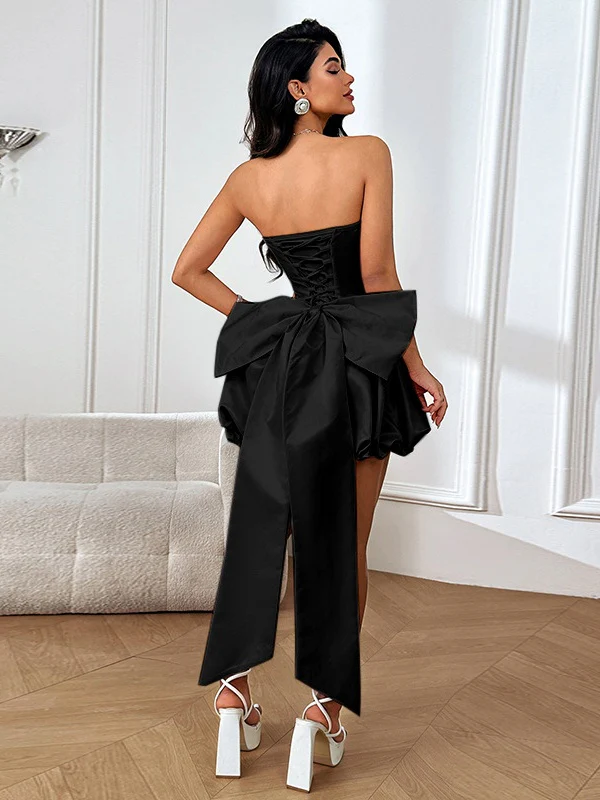 Sexy Backless Strapless Mini Dress With Large Bow - Image 14