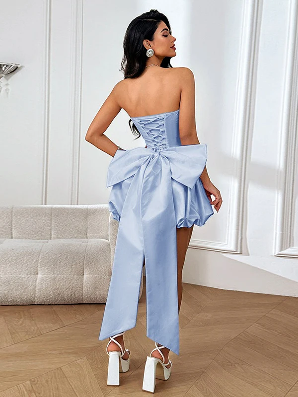 Sexy Backless Strapless Mini Dress With Large Bow - Image 17