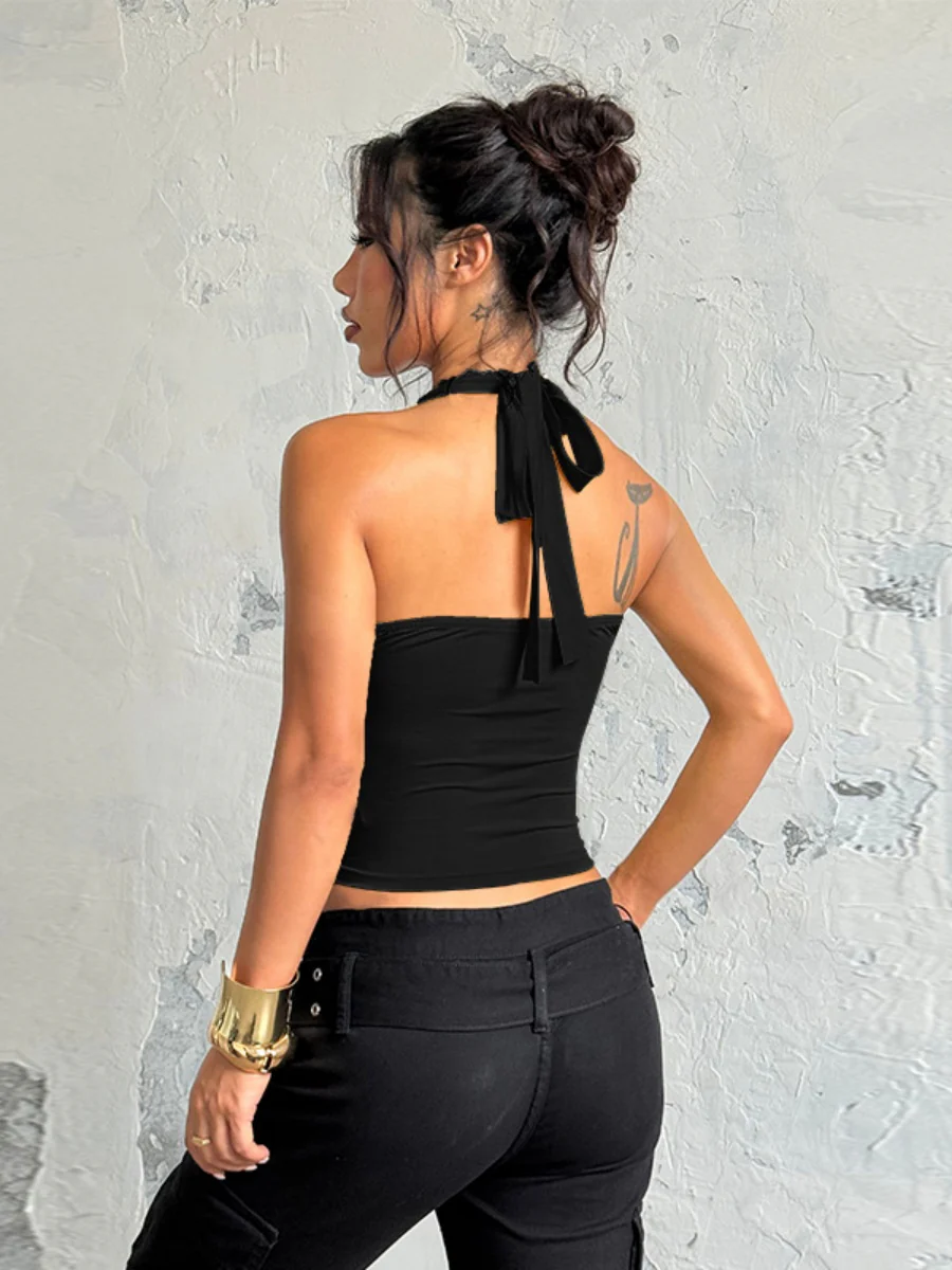 Lace-trimmed Halter Neck Vest - Image 11