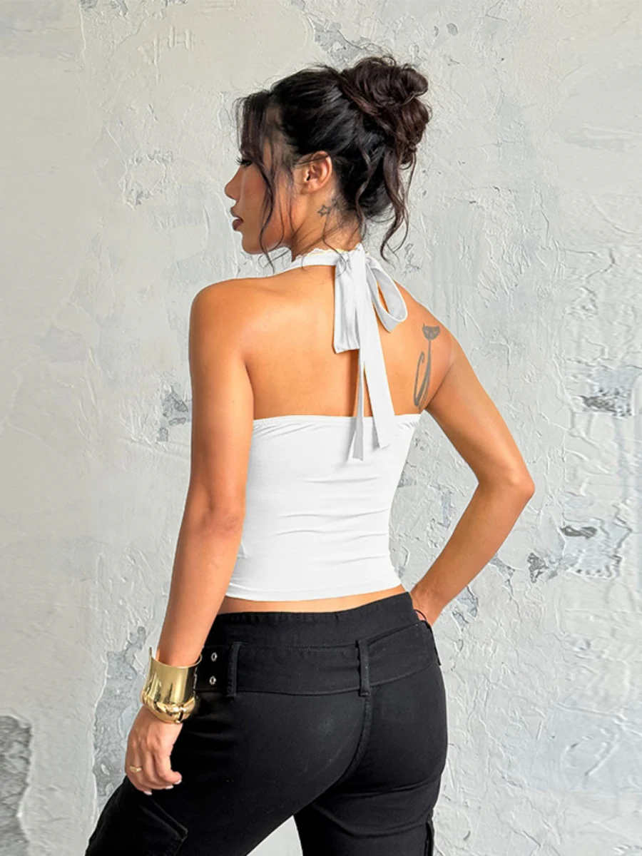 Lace-trimmed Halter Neck Vest - Image 13