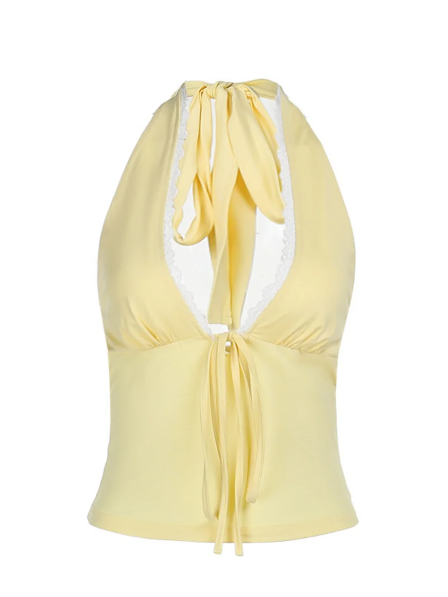 Lace-trimmed Halter Neck Vest - Image 9