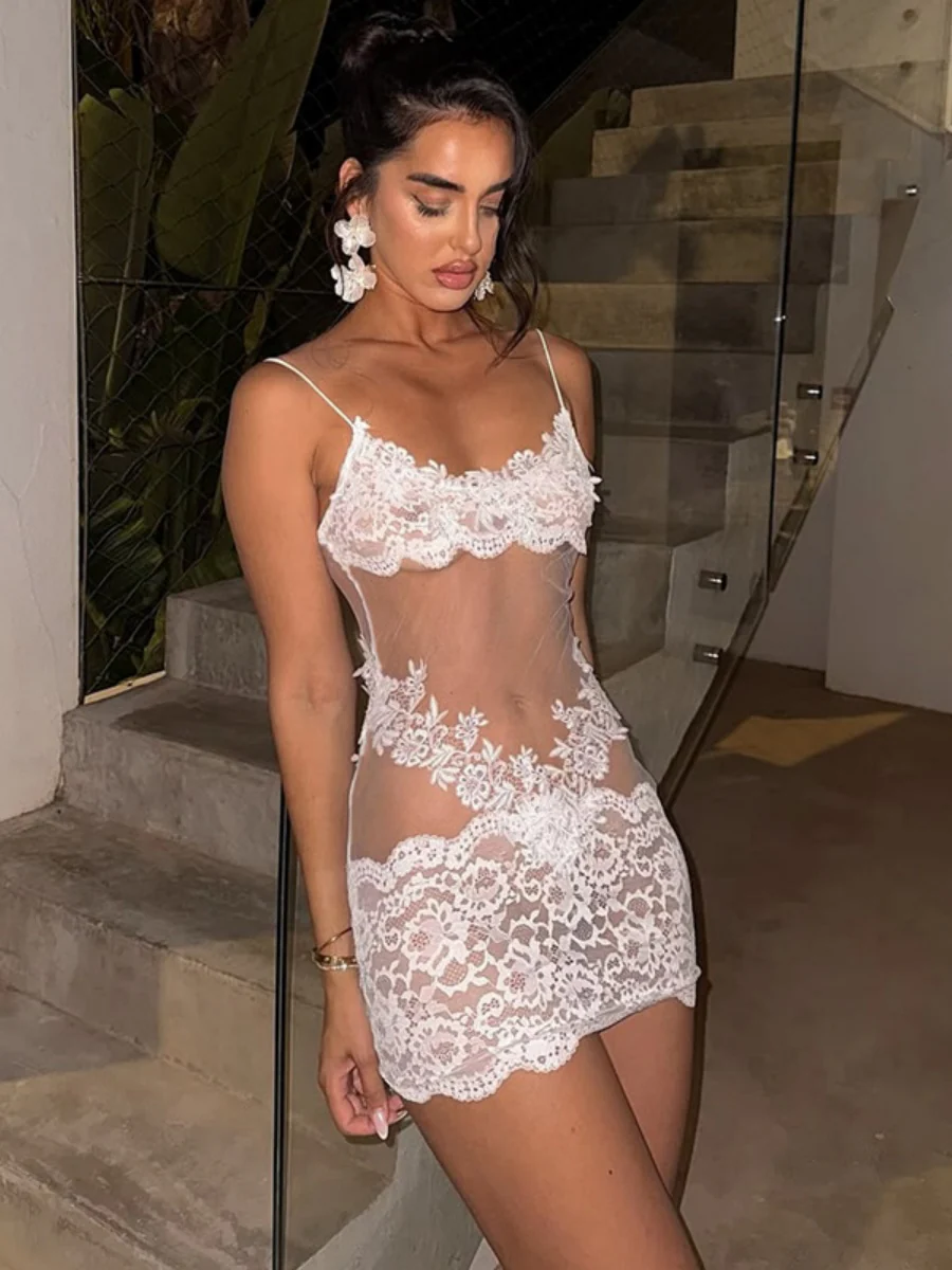 Lace-trimmed Bodycon Mini Dress - Image 12