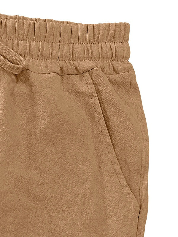 Flax Drawstring Breathable Beach 7 Points Shorts - Image 6