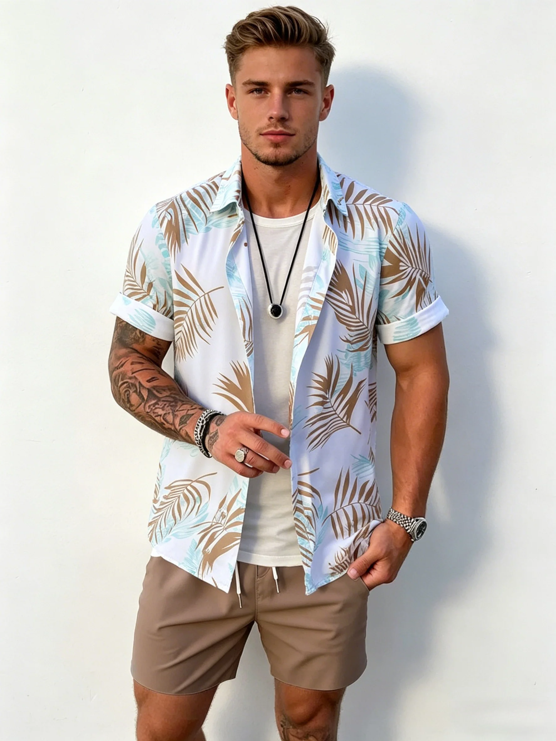 Plant Printed Hawaii Beach Set 2-piece Sets