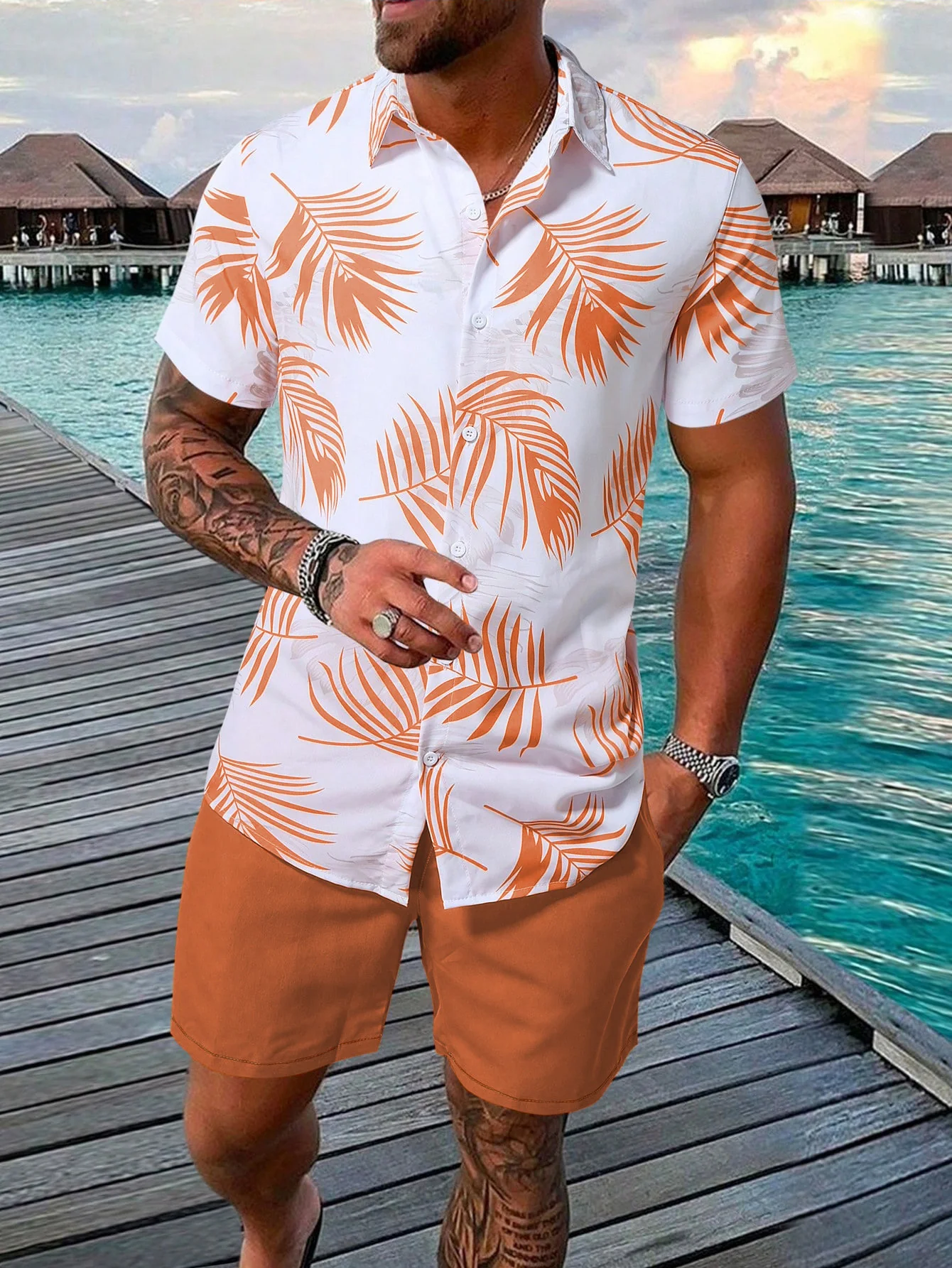 Plant Printed Hawaii Beach Set 2-piece Sets - Image 3