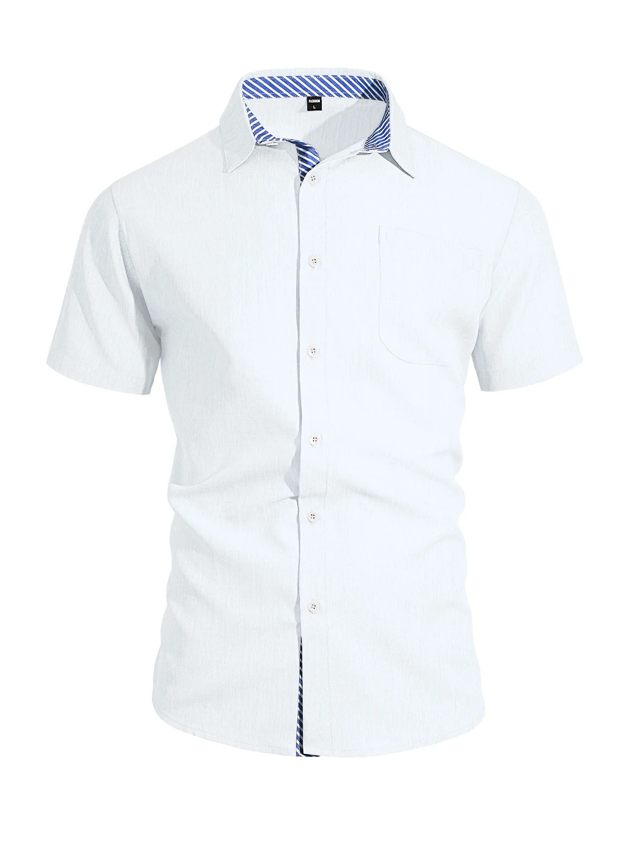 Cotton And Linen Color-blocked Shirts - Image 11
