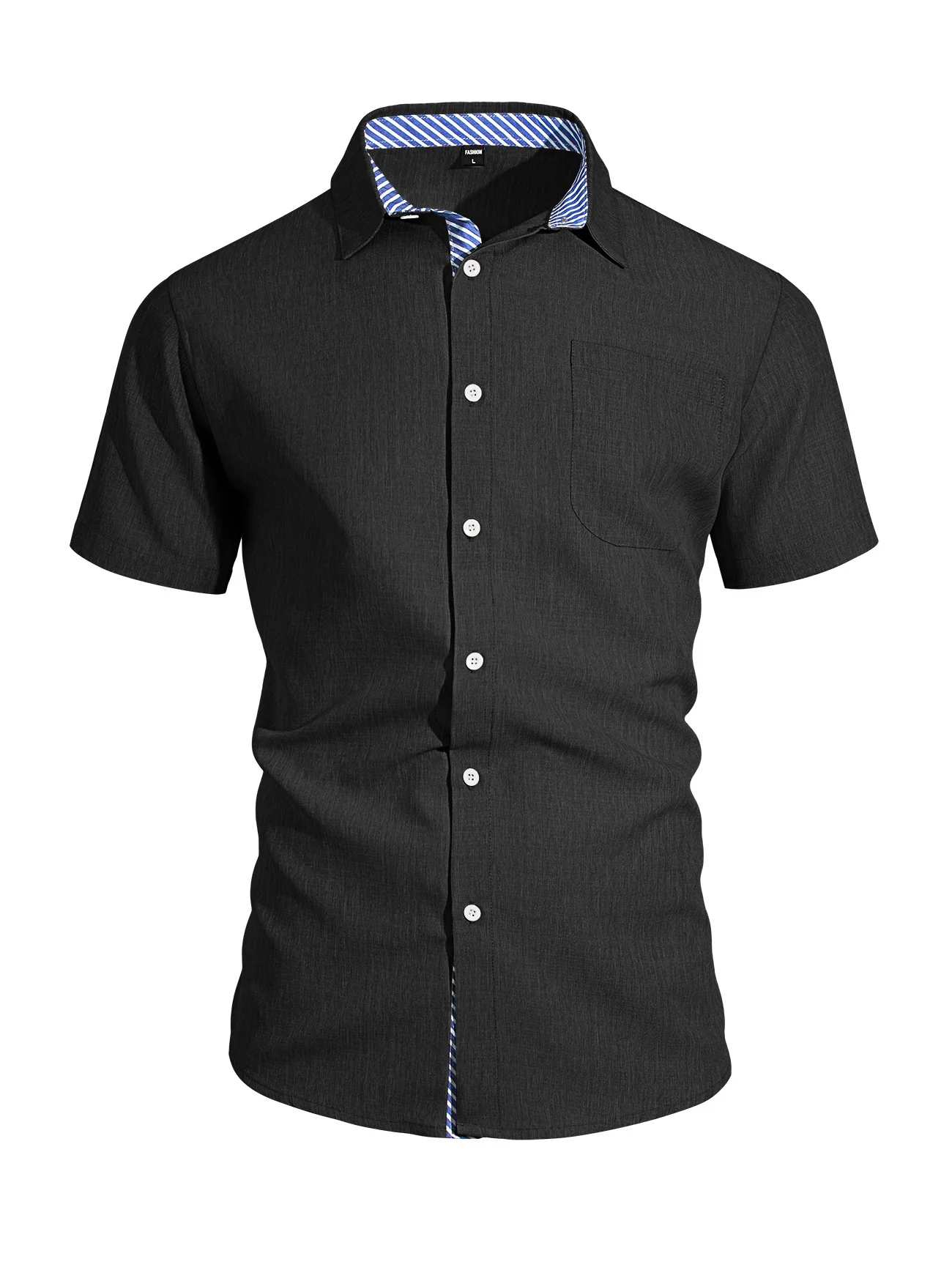 Cotton And Linen Color-blocked Shirts - Image 12