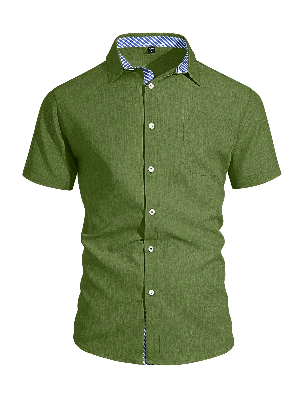Cotton And Linen Color-blocked Shirts - Image 13