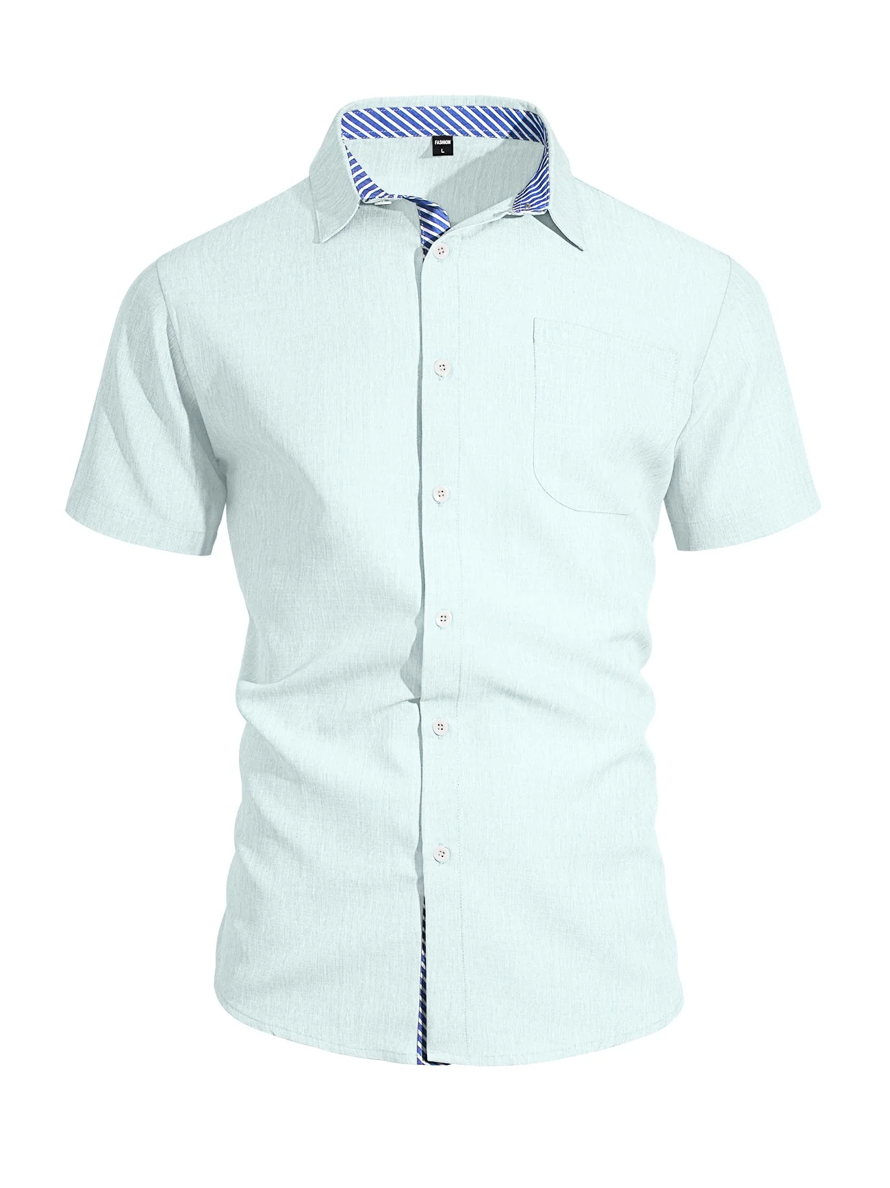 Cotton And Linen Color-blocked Shirts - Image 14
