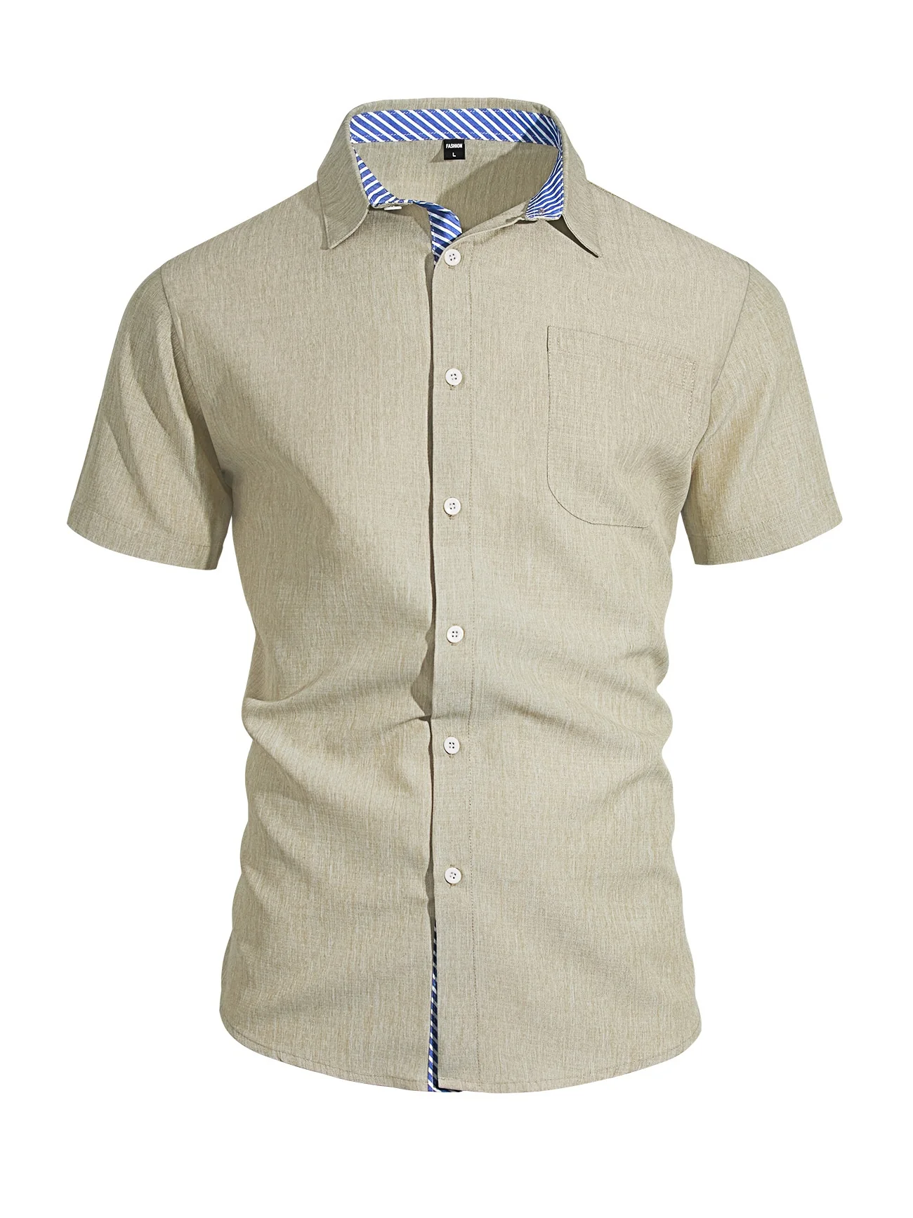 Cotton And Linen Color-blocked Shirts - Image 3