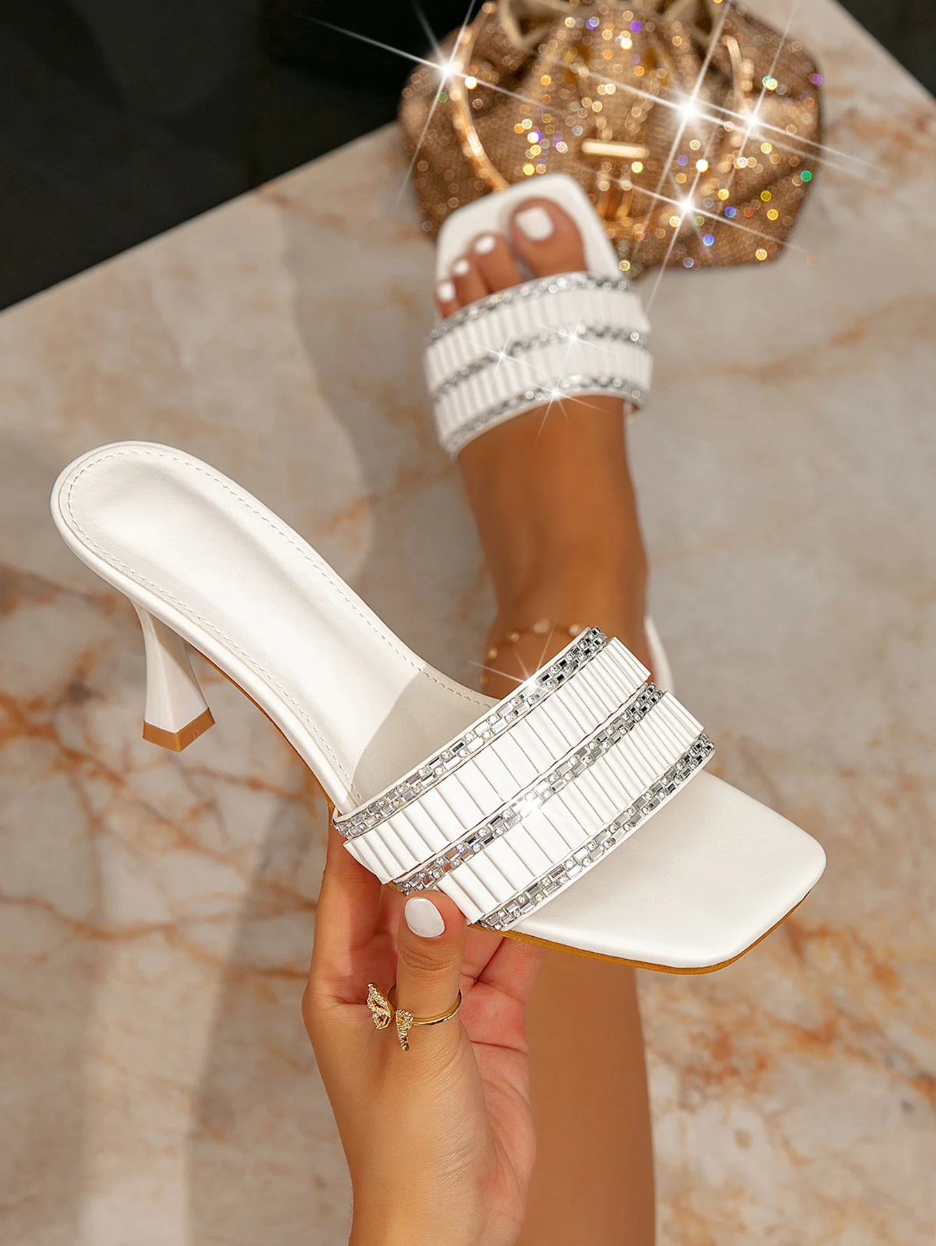 Diamond-embellished Women's High-heeled Sandals - Image 13