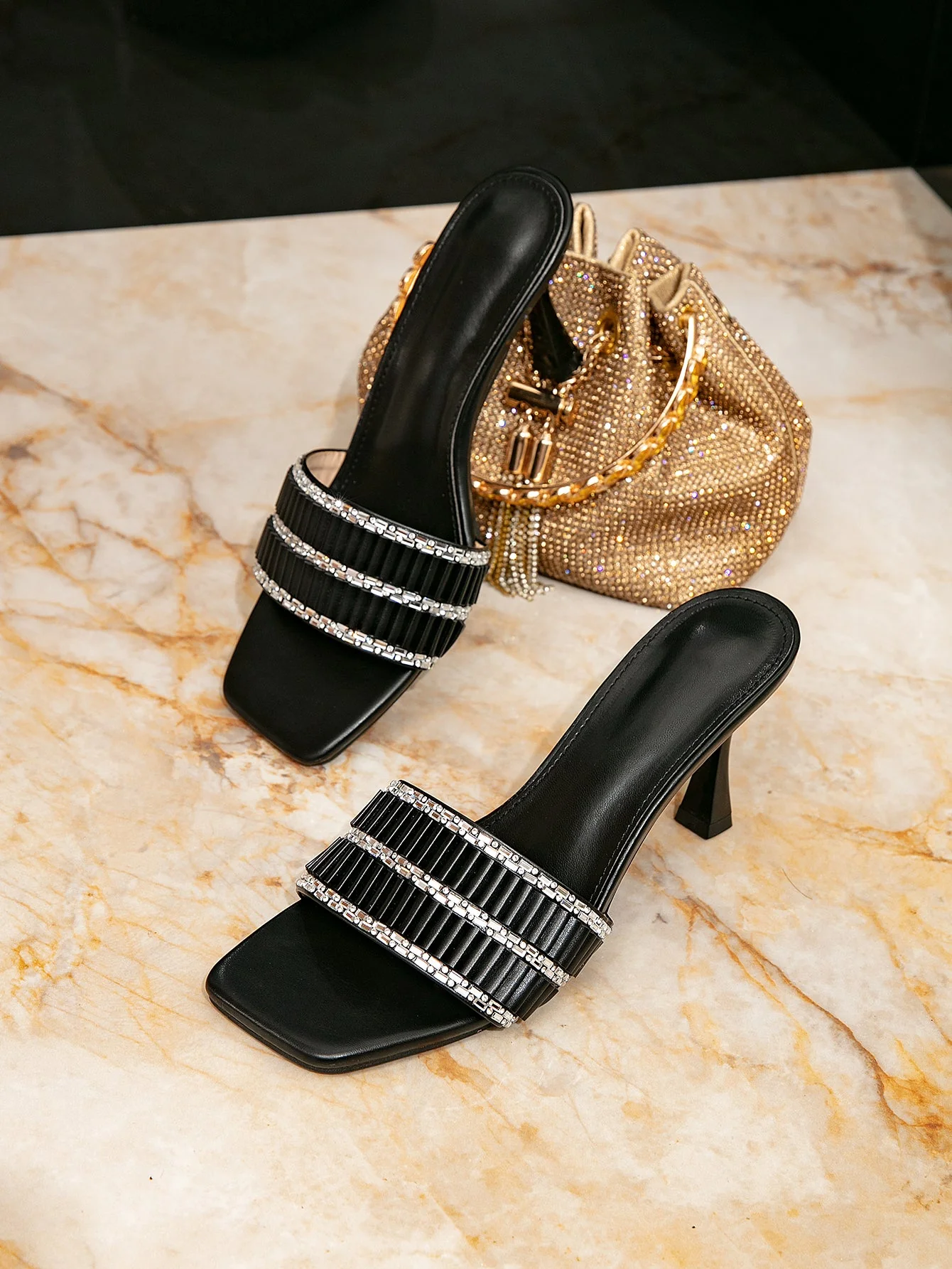 Diamond-embellished Women's High-heeled Sandals - Image 3
