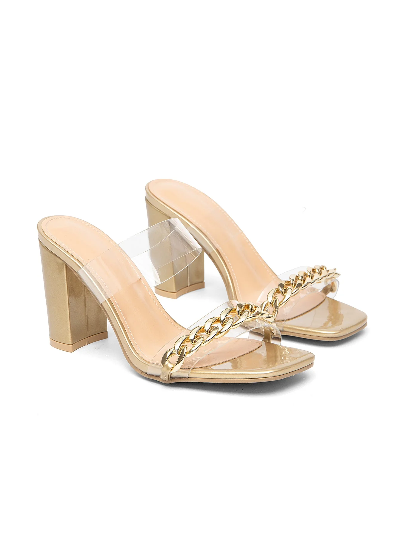 Women's High-heeled Sandals With Metal Chain - Image 7