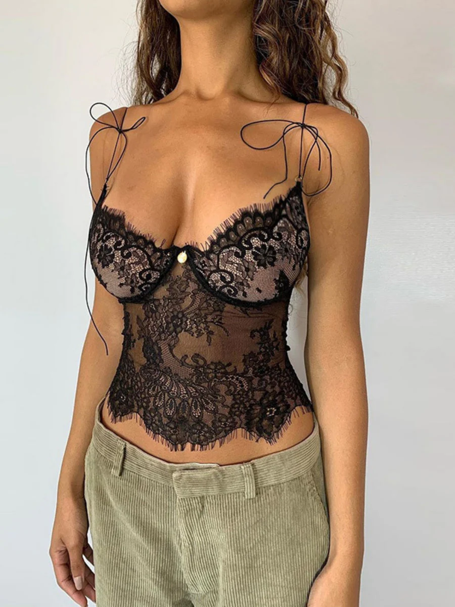 Deep V Perspective Lace Camisoles