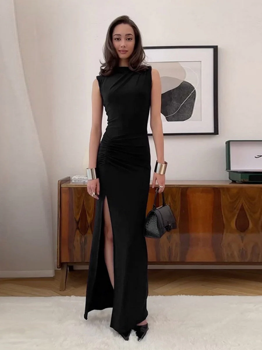 Liber Summer Women's Pleated Solid Color Midi Dresses - Image 4