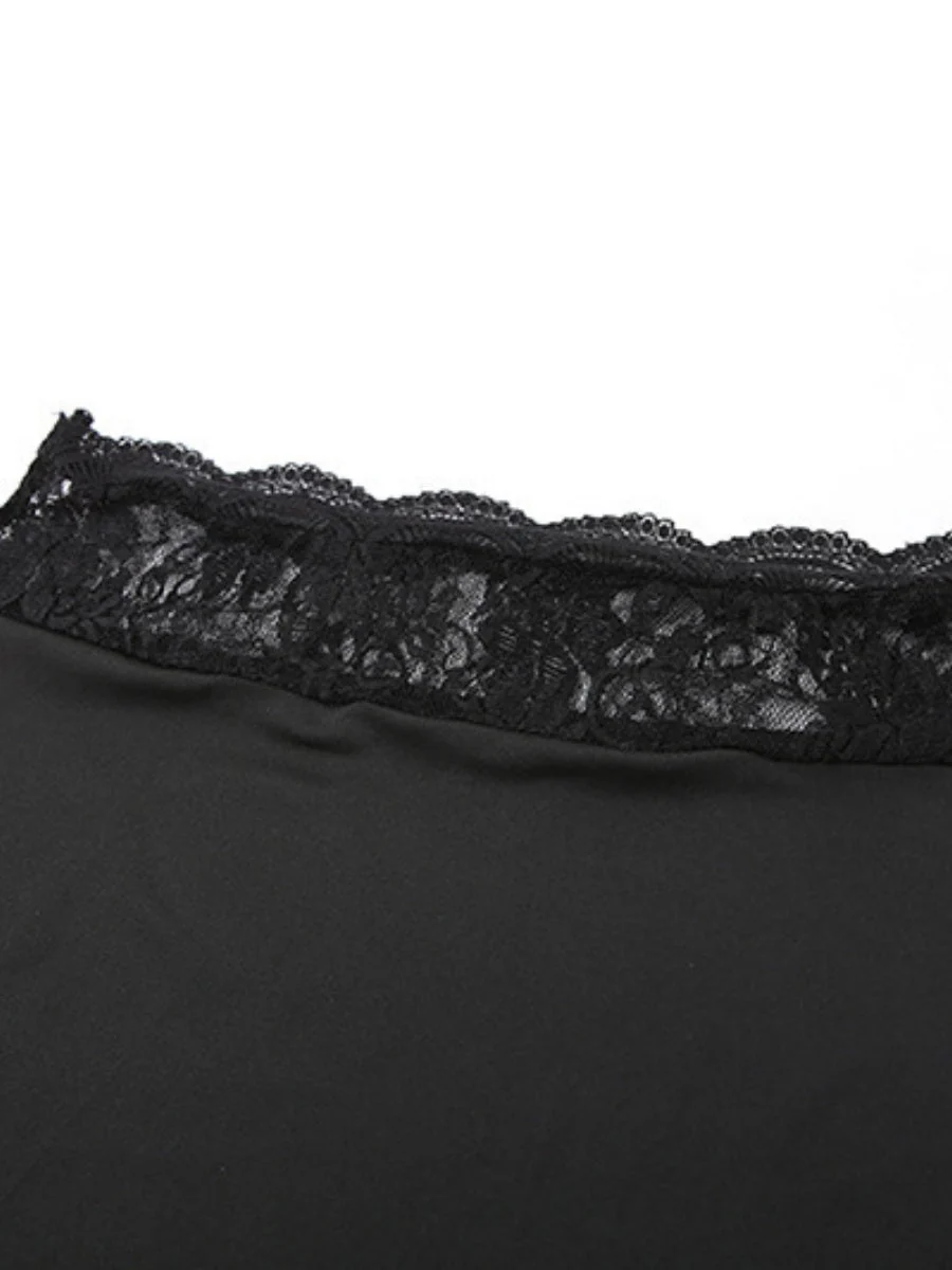 Neckband Navel Tank Tops Lace Bodycon Dress 2-piece Sets - Image 10