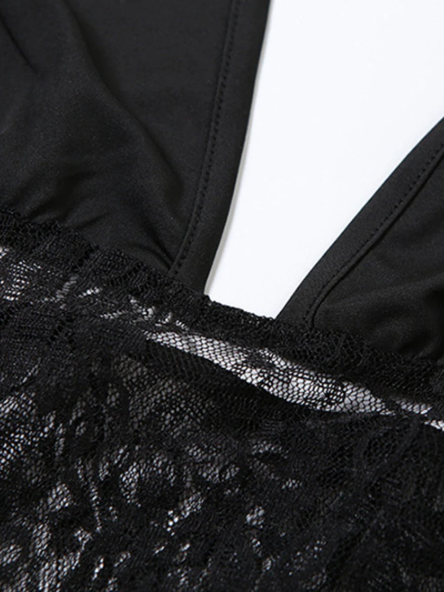 Neckband Navel Tank Tops Lace Bodycon Dress 2-piece Sets - Image 8