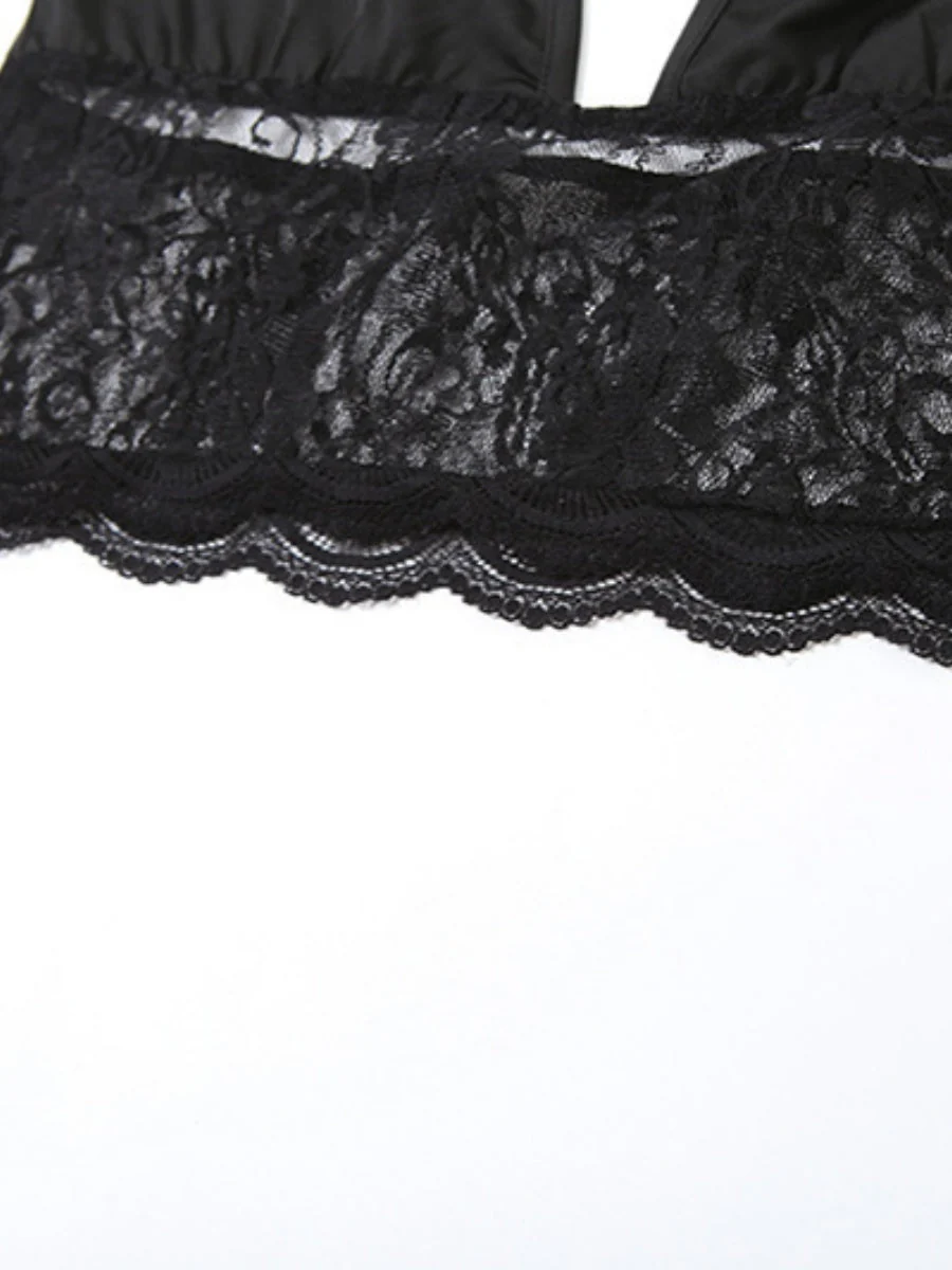 Neckband Navel Tank Tops Lace Bodycon Dress 2-piece Sets - Image 9