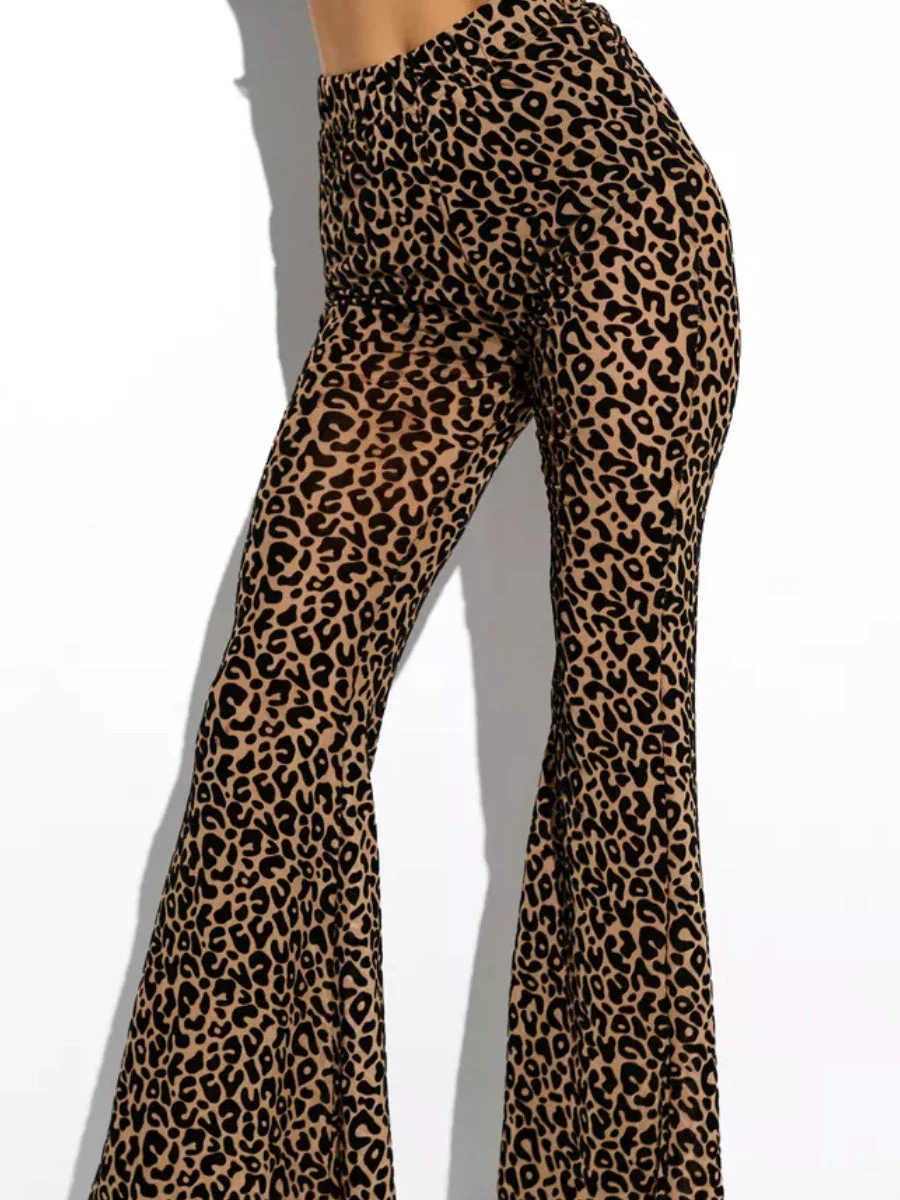 Mesh Flocking Perspective Leopard Print Pants - Image 11