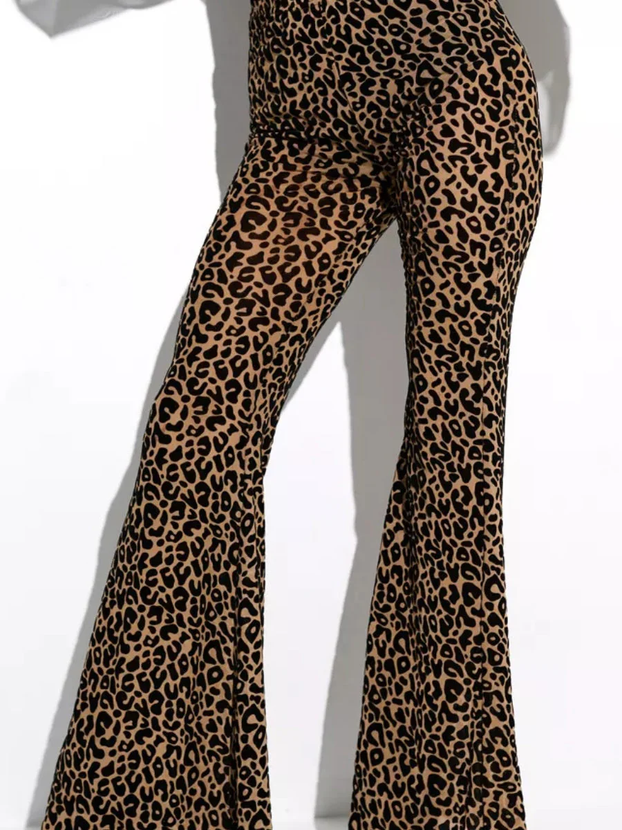 Mesh Flocking Perspective Leopard Print Pants - Image 13