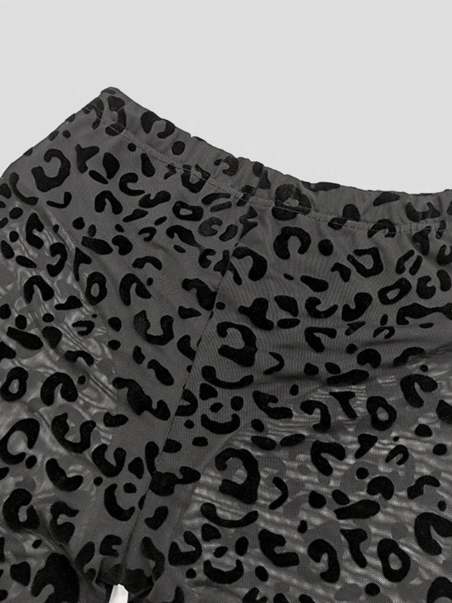 Mesh Flocking Perspective Leopard Print Pants - Image 16