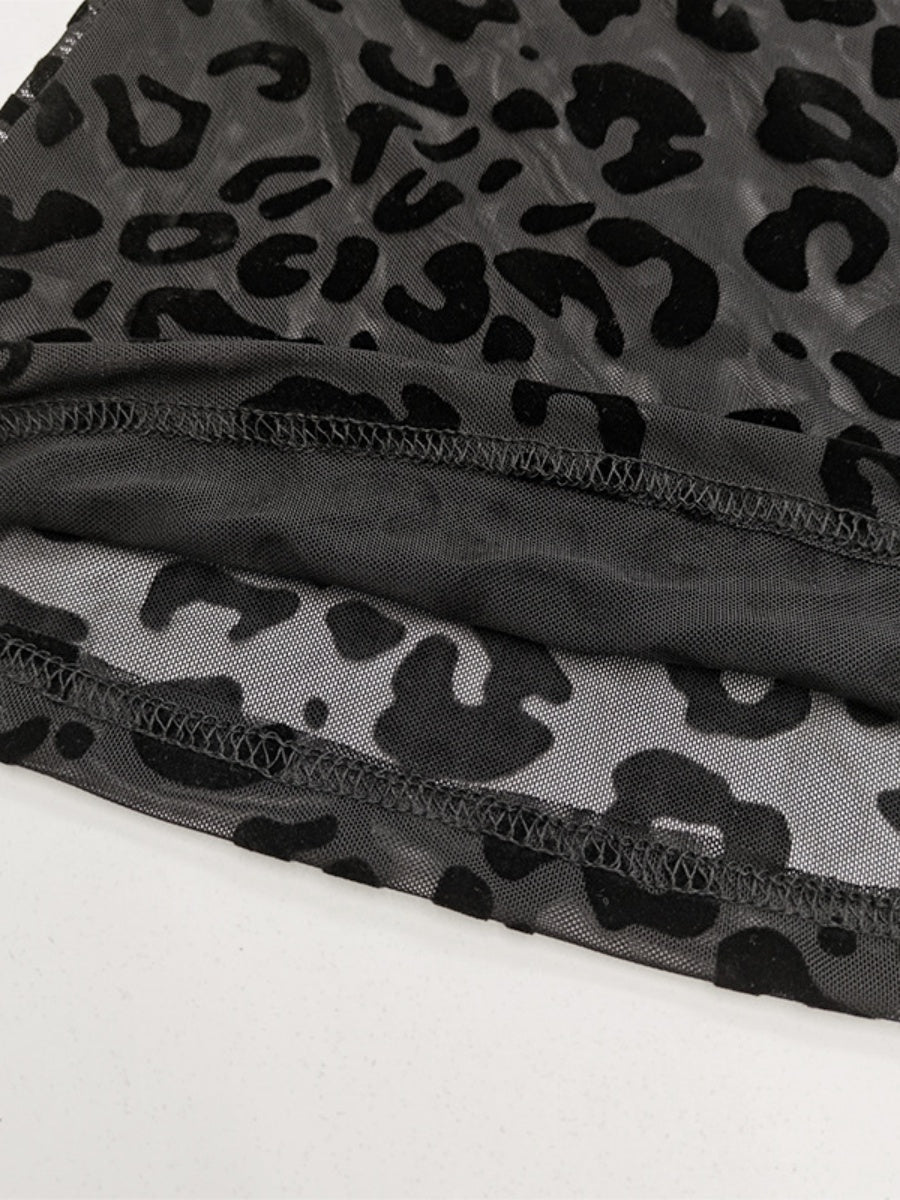 Mesh Flocking Perspective Leopard Print Pants - Image 17