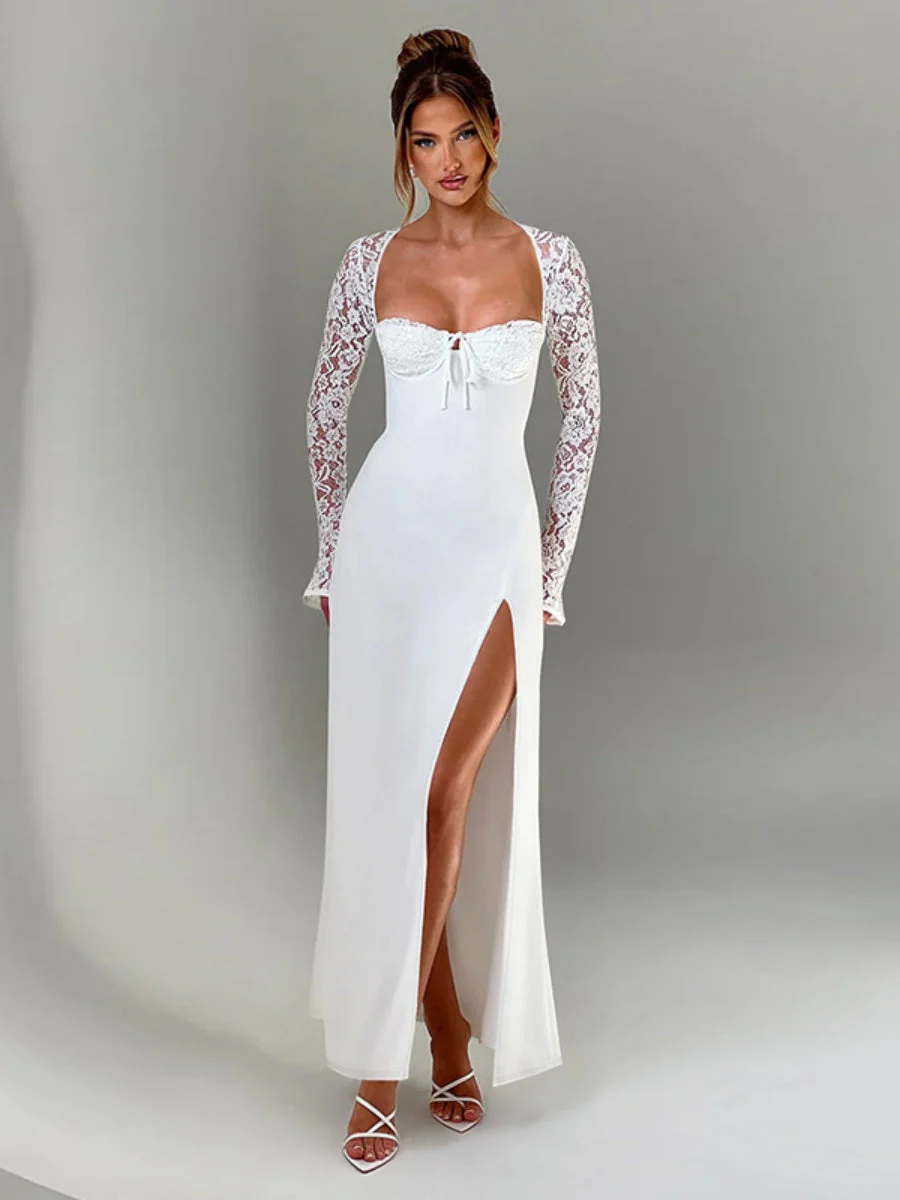 High Slit Lace Formal Dress Maxi Dresses - Image 2