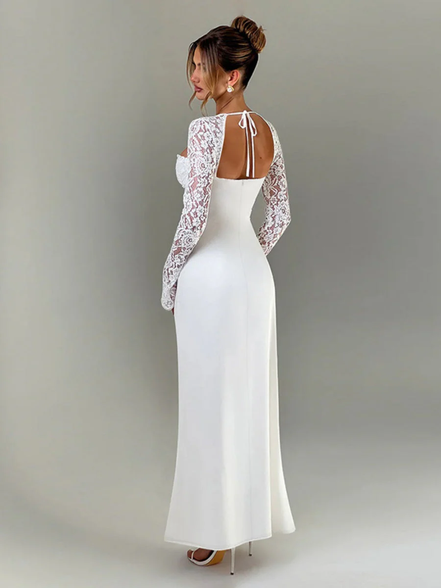 High Slit Lace Formal Dress Maxi Dresses - Image 4