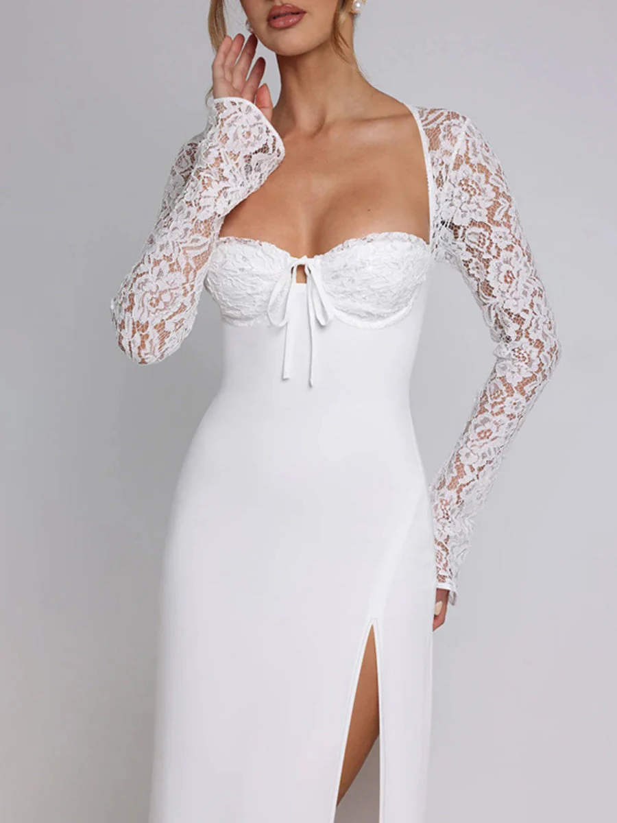 High Slit Lace Formal Dress Maxi Dresses - Image 5