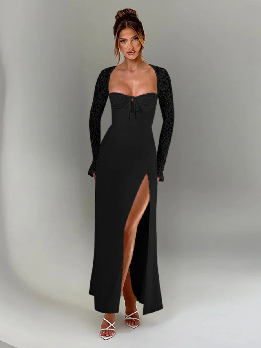 High Slit Lace Formal Dress Maxi Dresses - Image 9